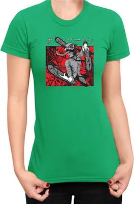 Produktbild von Damen T-Shirt Manga Japan Anime Comics Animation Chainsaw Anime manga Man 09, Lady XL / Grün