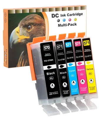 Immagine prodotto di Cartucce compatibili D&C 5X per stampanti Canon PGI-570 PGI570 CLI-571 CLI570, adatte ai modelli Canon PIXMA MG5750, MG5751, MG5752, MG5753, MG6800, MG6850, MG6851, MG6852, MG6853, MG7700, MG7750, MG7751, MG7752, MG7753, TS5050
