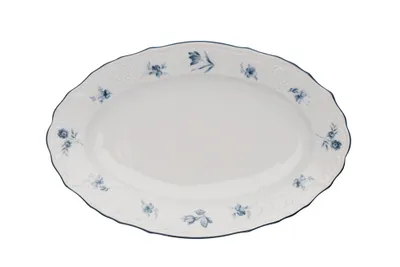 Image de Thun 1794 Bol ovale, 26 cm, porcelaine tchèque, Bernadotte, roses bleues, Thun