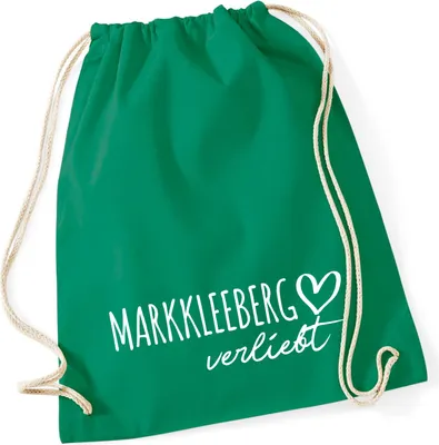 Produktbild von Huuraa Turnbeutel Markkleeberg verliebt 12 Liter Kelly Green Baumwolle Rucksack Geschenkidee