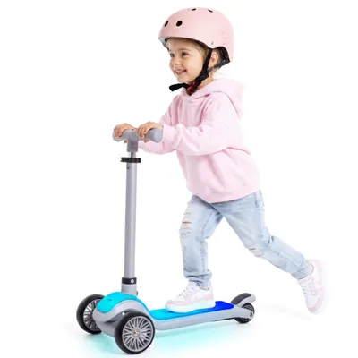 Obrázek produktu pro LUMI RIDE Dětská koloběžka Dětská koloběžka Tříkolová koloběžka s LED kolečky zadní brzdy výškově nastavitelná nosnost až 50 kg skládací grey Sun Baby