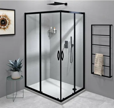 Zdjęcie produktu dla SIGMA SIMPLY BLACK kabina prysznicowa prostokątna 1200x800 mm, wariant L/R, dostęp narożny, szkło przezroczyste
