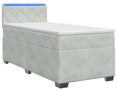 Zdjęcie produktu dla Łóżko platformowe vidaXL z materacem i podświetleniem LED, jasnoszary, 80 x 200 cm, obita welurem