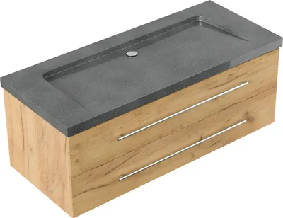 Produktbild von Badmöbel Granit G654 Damo 130 cm ohne Hahnloch SoftClose eiche gold : Eiche Gold Varianten: Eiche Gold