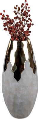 Deko Bodenvase GOLDSAND bauchig rund H. 44cm grau gold Keramik Formano WA