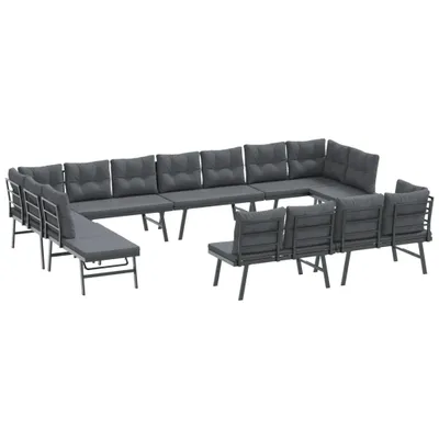 Image de vidaXL Ensemble de jardin 8 pièces avec coussins Noir Acier