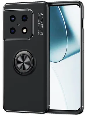 Produktbild von Matt-Schwarze Ringhülle für OnePlus 10 Pro - Handy Silikon Hülle Smartphone Case Schwarz
