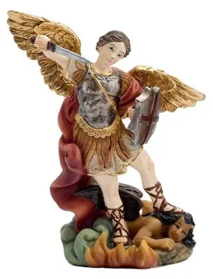 Erzengel Michael Figur 14 cm, Harz, mehrfarbig