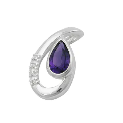 Produktbild von Anhänger 18x10mm Amethyst mit 4 Zirkonias glänzend Silber 925 silber 18x10mm