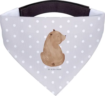 Produktbild von Mr. & Mrs. Panda Hundehalstuch Bär Schulterblick - Grau Pastell - Geschenk, Weltansicht, Teddy, Motivation, Tuch, Hund Halstuch, Selbstachtung, Für Hunde, Bären, Weisheit