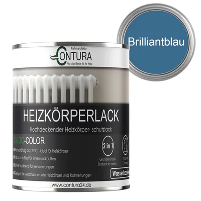 Produktbild von Contura 375ml Heizkörperlack Seidenmatt Heizungslack Heizkörperfarbe Heizung Farbe Radiator Metalllack - Brilliantblau RAL 5007