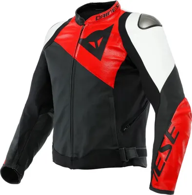 Produktbild von Dainese Sportiva Motorrad Lederjacke, schwarz/rot/weiß, 52
