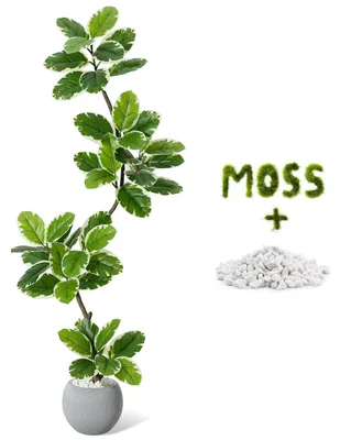Immagine prodotto di Albero artificiale verde - Grande pianta da interno in vaso - Pianta in plastica realistica, altezza 150 cm - Decorazione da terra per casa e ufficio - Vaso di fiori grigio