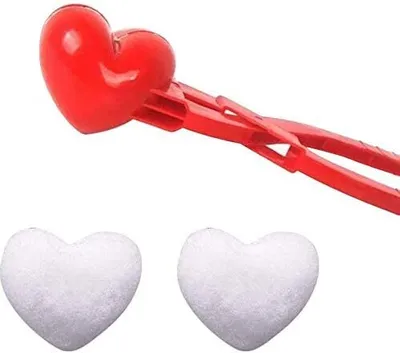 Produktbild von 2 Stücke Herz Schneeballzange, Schneeball Clip, Herz Schneeball Maker Winter Schneeball Form Spielzeug Kunststoff Herzförmigen Schneeball Clip für Kinder im Freien Spielen Schnee