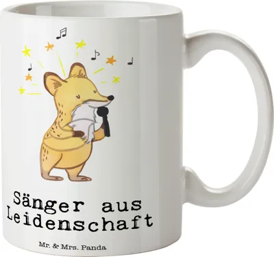 Produktbild von Mr. & Mrs. Panda Teetasse Sänger Leidenschaft - Weiß - Geschenk, schöne tasse, Kaffeetasse, Kaffeebecher, Pott
