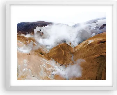Produktbild von Gerahmtes Poster - Weißer Rahmen - Berge Wolken Landschaft - 50x40 cm - Wand Bild - Wanddeko - Wandbilder - Kunstposter - Wandposter - Bilderrahmen - Bilder - Kunstdruck - P2WAA50x40-4711