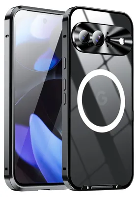 A black phone case with a magnetic ring is shown next to a phone.