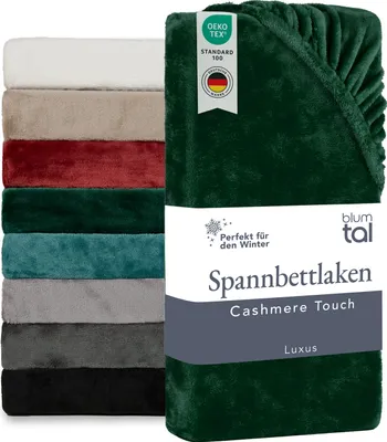 Zdjęcie produktu dla Blumtal prześcieradło Cashmere Touch 120 x 200 cm pluszowe - 120x200 prześcieradło Cashmere Touch - prześcieradło przytulne i puszyste ciemnozielone