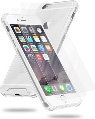Produktbild von Cadorabo Hülle und 2x Tempered Panzer Folie für Apple iPhone 6 / 6S in Transparent Schutzhülle TPU Silikon Glas-Rücken