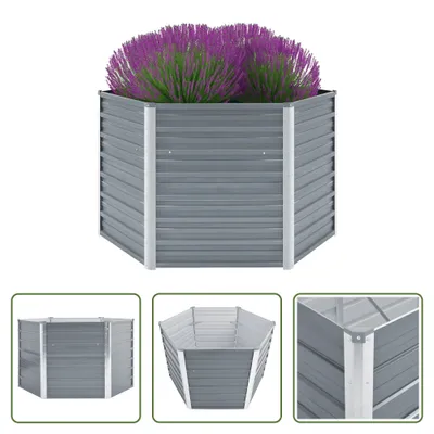 Immagine prodotto di The Living Store Letto da giardino rialzato Acciaio zincato 129x129x77 cm Grigio