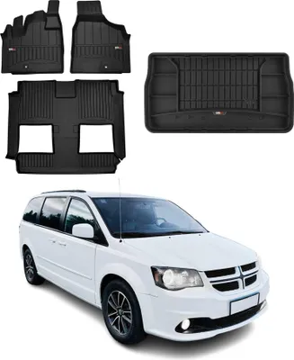 Imagen del producto de Juego de alfombrillas para el suelo y bandeja para el maletero de OMAC, para Dodge Grand Caravan, modelos 2007-2020, de goma, 4 unidades