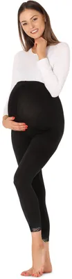 Produktbild von Be Mammy Damen 7/8 Umstandsleggings BE20-262 (Schwarz, M)