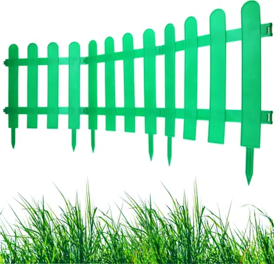 Produktbild von Gartenzaun Steckzaun 3m - Höhe 30 cm - Rasenkante Kunststoff - Beetumrandung - Zaunelemente für Garten - UV - & Frostbeständig, Flexibel - mit Befestigungszubehör Grün