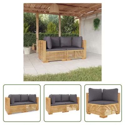 Produktbild von The Living Store Garten-Ecksofas mit Kissen 2 Stk. Massivholz Teak