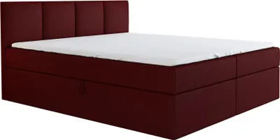 Produktbild von Boxspringbett RAFI 180x200 mit 2 Bettkästen, Bonell-Matratze und Topper. Farbe: Rot