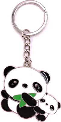 Obrázok produktu pre Onwomania prívesok na kľúče medveď panda s malým dieťaťom kovový prívesok