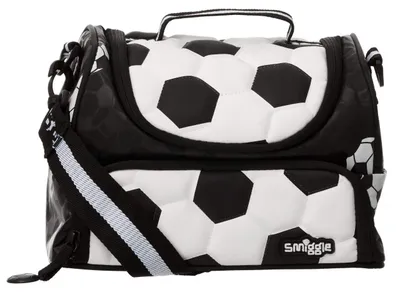 Lunchbox Doppeldeck mit Fußballprint, 2 Fächer, BPA-frei, 24x12x14 cm