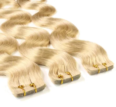 Zdjęcie produktu dla Przedłużanie włosów na taśmie, włosy naturalne #9/0 jasny blond