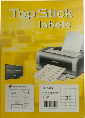 Produktbild von TopStick 8699 Etiketten - 63,5 x 38,1 mm - weiß - 2.100 Stück