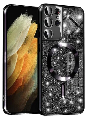 Zdjęcie produktu dla Techsuit Glitter etui MagSafe do Samsung Galaxy S21 Ultra 5G - czarne