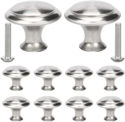 Produktbild von Ibenzoa® Möbelknöpfe 10er Set – runde silberfarbene Griffe aus Zinklegierung, 27×22×13 mm, Schrauben 22,5 mm – für Küche & Schrank