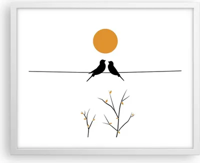 Produktbild von Gerahmtes Poster - Weißer Rahmen - Bild Vögel Sonne - 50x40 cm - Wand Bild - Wanddeko - Wandbilder - Kunstposter - Wandposter - Bilderrahmen - Bilder - Kunstdruck - Wanddekoration - P2WAA50x40-4772