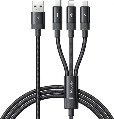 Produktbild von Mcdodo 3in1 USB Kabel Schnelles Laden USB-C Lightning Micro USB QucikCharge 1m Geführt
