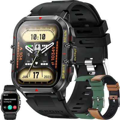 Produktbild von Smartwatch Herren mit Telefonfunktion,1,96" Touchscreen IP68 Wasserdicht mit 100+ Sportmodi, Blutdruckmessung,Herzfrequenz, Schrittzähler Android IOS