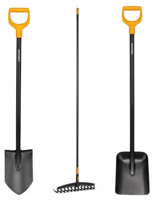 Produktbild von Fiskars Rasenrechen, Spaten & Schaufel Stahl Set