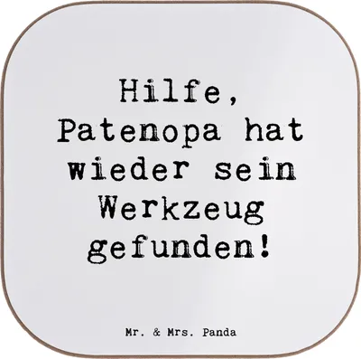 Produktbild von Mr. & Mrs. Panda PErsonalisierte Bierdeckel Patenopa Abenteuer - Weiß - Geschenk, Patenschaft, Weihnachten, Glück, untersetzer personalisiert, Humor, Familienleben