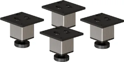 Produktbild von 4er Set sossai Höhenverstellbare Aluminium Möbelfüße 60mm in Edelstahl Optik Schrankfüße Sockelfüße