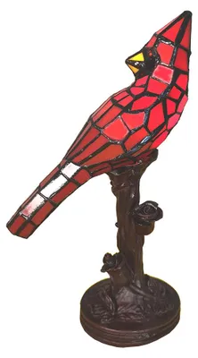 Produktbild von Clayre & Eef Tiffany Tischlampe Vogel 15x12x33 cm Rot Kunststoff