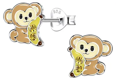 Produktbild von Kinder Ohrstecker „Affe“: Ohrringe Silber 925
