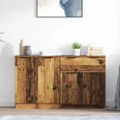 Obrázek produktu pro Komoda vidaXL, 3 kusy, imitace starého dřeva, 120 x 30 x 70 cm, dřevovláknitá deska