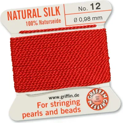 Produktbild von Perlseide Natur rot Nr-12-0,98mm - 2m / 1 Nadel