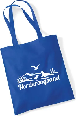 Produktbild von Huuraa Jutebeutel Norderoogsand Strandmotiv 10 Liter Bright Royal Baumwolle Tasche Geschenkidee