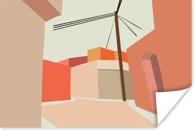 Produktbild von MuchoWow® Poster Stromkabel - Haus - Sommer - Pastell 180x120 cm - Fotoplakat