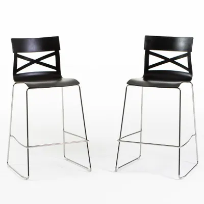 Immagine prodotto di set di 2 sgabelli da bar in polipropilene rinforzato con fibra di vetro e gambe in metallo - altezza seduta 65 cm, design moderno e robusto ideale per cucine e banconi - MARTINA XL - antracite