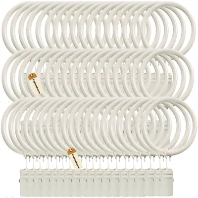 Zdjęcie produktu dla 60 sztuk klamer do zasłon z pierścieniami, białe, 3,8 cm, metal