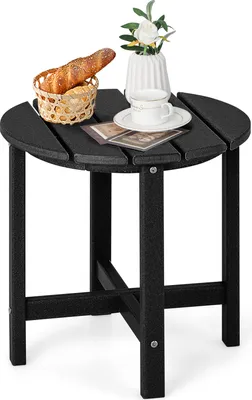 Produktbild von COSTWAY Beistelltisch wetterfest, Gartentisch klein UV-beständig, Balkontisch 46x46x46cm Schwarz